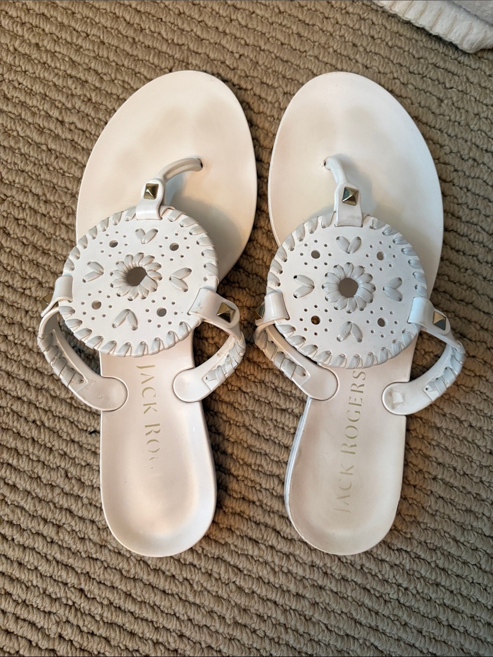 Jack Rogers White Leather Sandal